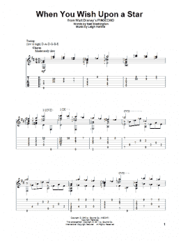 page one of When You Wish Upon A Star (from Pinocchio) (Solo Guitar)