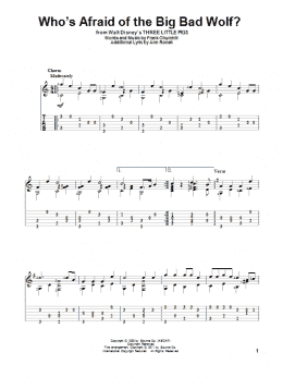 page one of Who's Afraid Of The Big Bad Wolf? (from Three Little Pigs) (Solo Guitar)