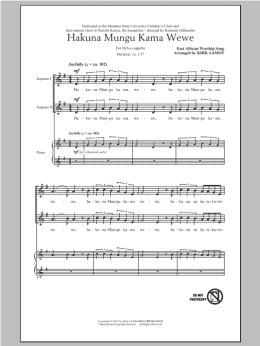 page one of Hakuna Mungu Kama Wewe (SSA Choir)
