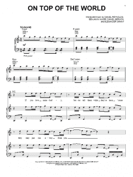 page one of On Top Of The World (Piano, Vocal & Guitar Chords (Right-Hand Melody))