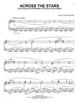 page one of Across The Stars (from Star Wars: Attack of the Clones) (Piano Solo)