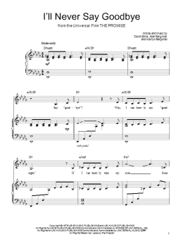 page one of I'll Never Say Goodbye (Piano, Vocal & Guitar Chords (Right-Hand Melody))