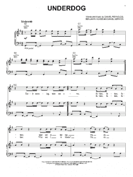 page one of Underdog (Piano, Vocal & Guitar Chords (Right-Hand Melody))