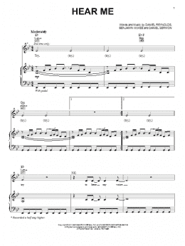 page one of Hear Me (Piano, Vocal & Guitar Chords (Right-Hand Melody))