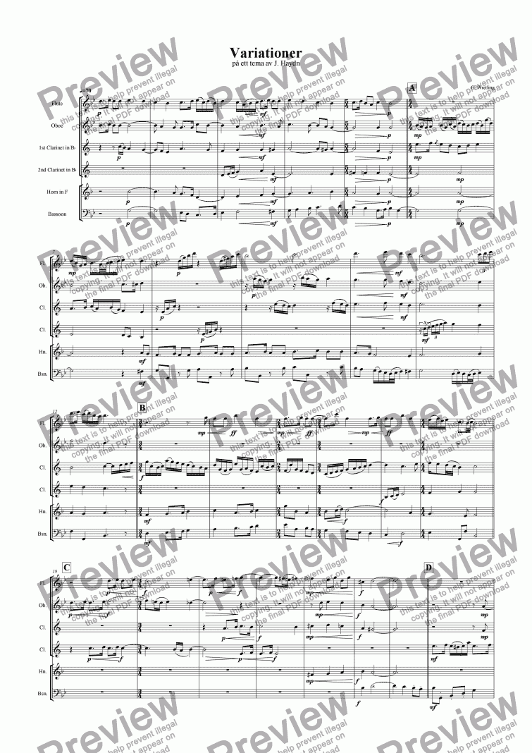 page one of Variationer (p� ett tema av J. Haydn)