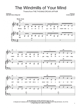 page one of The Windmills Of Your Mind (Piano, Vocal & Guitar Chords (Right-Hand Melody))