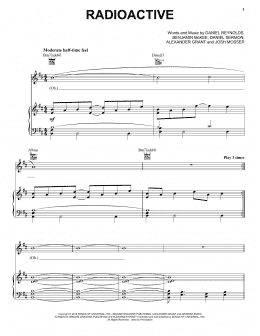 page one of Radioactive (Piano, Vocal & Guitar Chords (Right-Hand Melody))