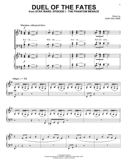 page one of Duel Of The Fates (from Star Wars: The Phantom Menace) (Piano & Vocal)