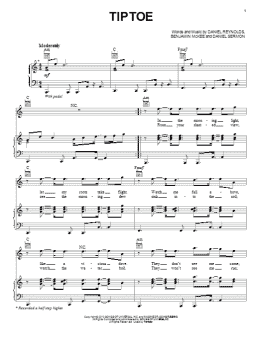 page one of Tiptoe (Piano, Vocal & Guitar Chords (Right-Hand Melody))
