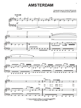 page one of Amsterdam (Piano, Vocal & Guitar Chords (Right-Hand Melody))