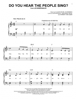 page one of Do You Hear The People Sing? (Very Easy Piano)