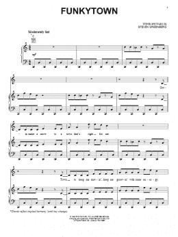 page one of Funkytown (Piano, Vocal & Guitar Chords (Right-Hand Melody))