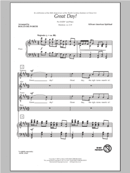 page one of Great Day (SATB Choir)