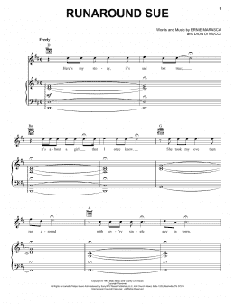 page one of Runaround Sue (Piano, Vocal & Guitar Chords (Right-Hand Melody))