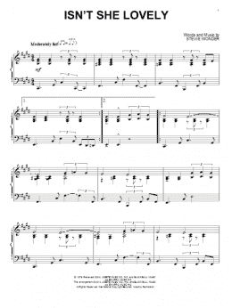 page one of Isn't She Lovely (Piano Solo)