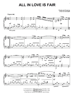page one of All In Love Is Fair (Piano Solo)