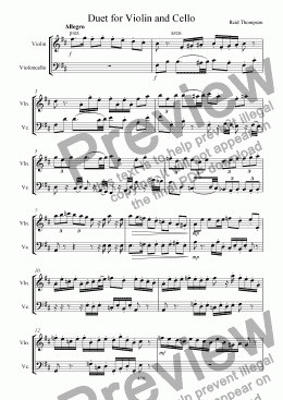 page one of Duet for violin and cello