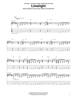 page one of Limelight (Guitar Tab)