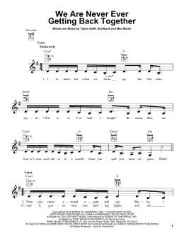 page one of We Are Never Ever Getting Back Together (Ukulele)