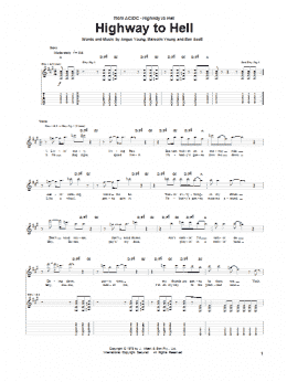 page one of Highway To Hell (Guitar Tab)