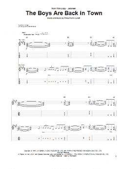 page one of The Boys Are Back In Town (Guitar Tab)