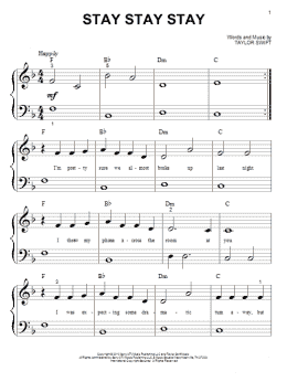 page one of Stay Stay Stay (Big Note Piano)