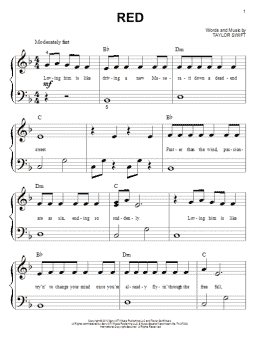 page one of Red (Big Note Piano)