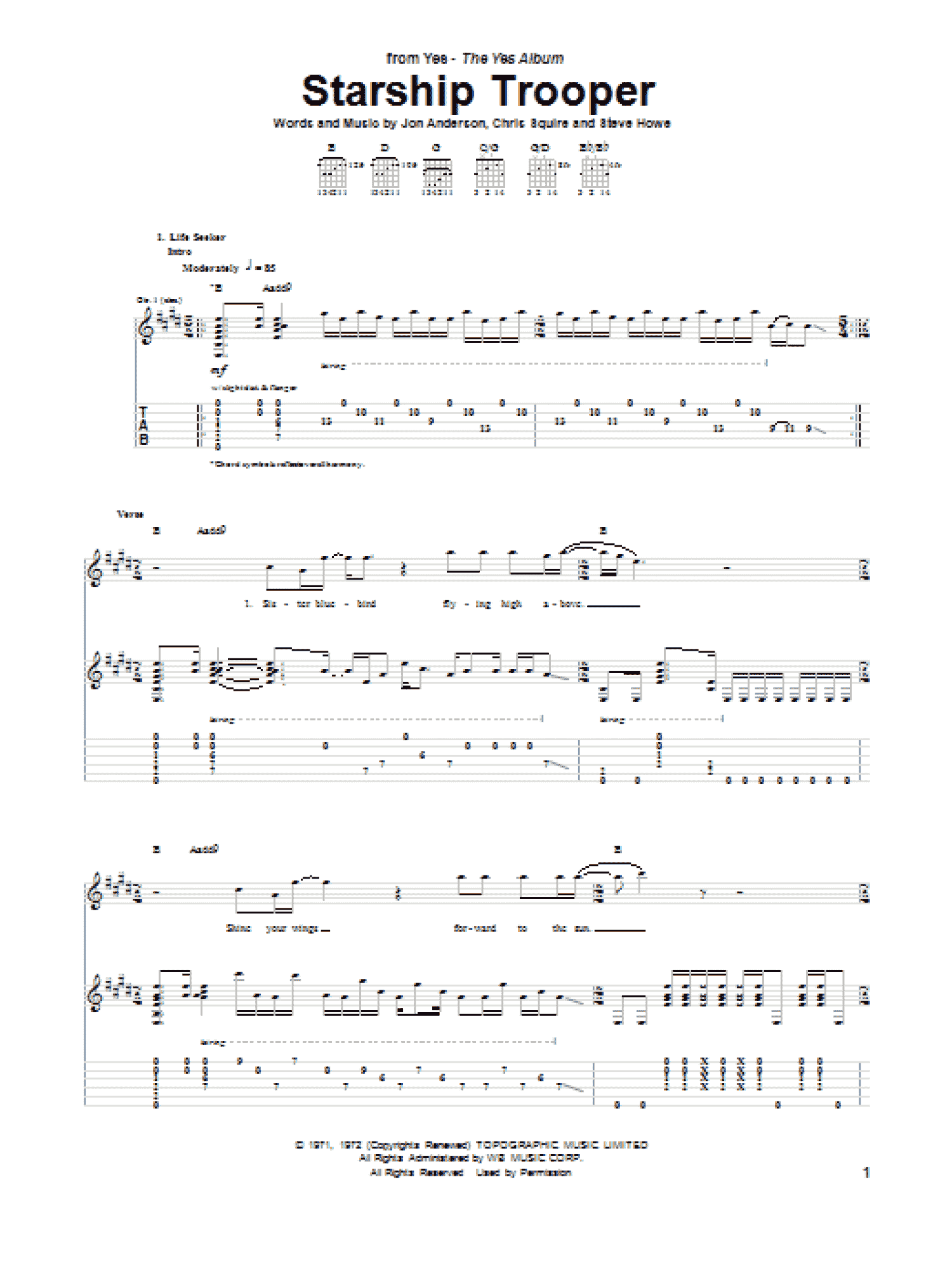 Starship Trooper (Guitar Tab)