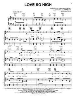 page one of Love So High (Piano, Vocal & Guitar Chords (Right-Hand Melody))