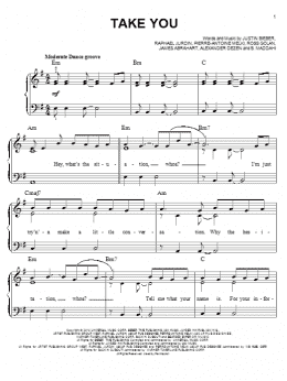 page one of Take You (Easy Piano)