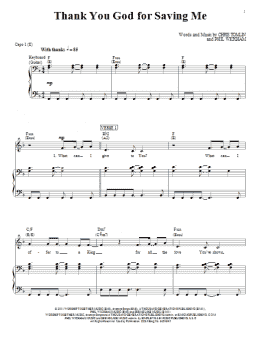 page one of Thank You God For Saving Me (Piano, Vocal & Guitar Chords (Right-Hand Melody))