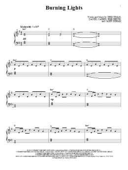 page one of Burning Lights (Piano, Vocal & Guitar Chords (Right-Hand Melody))