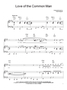page one of Love Of The Common Man (Piano, Vocal & Guitar Chords (Right-Hand Melody))