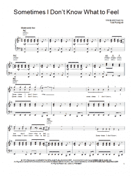 page one of Sometimes I Don't Know What To Feel (Piano, Vocal & Guitar Chords (Right-Hand Melody))