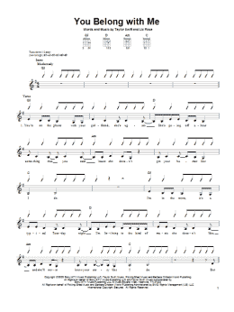 page one of You Belong With Me (Easy Guitar)