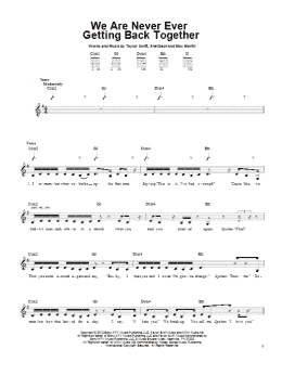 page one of We Are Never Ever Getting Back Together (Easy Guitar)