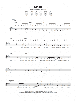 page one of Mean (Easy Guitar)