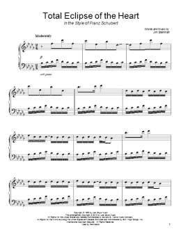 page one of Total Eclipse Of The Heart (in the style of Franz Schubert) (Piano Solo)