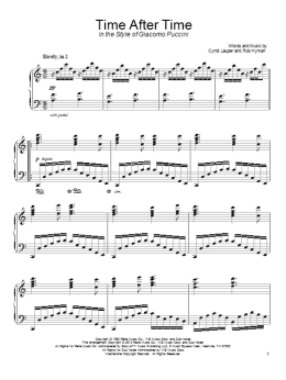 page one of Time After Time (in the style of Giacomo Puccini) (Piano Solo)