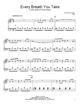 page one of Every Breath You Take (in the style of Philip Glass) (Piano Solo)