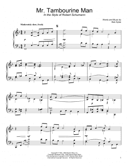 page one of Mr. Tambourine Man (in the style of Robert Schumann) (Piano Solo)