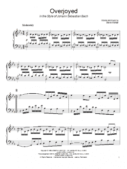 page one of Overjoyed (in the style of Johann Sebastian Bach) (Piano Solo)