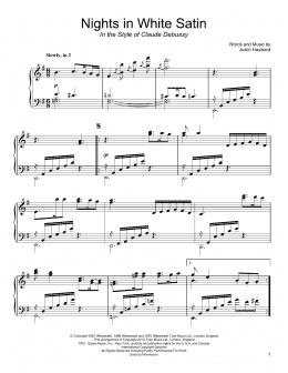 page one of Nights In White Satin (in the style of Claude Debussy) (Piano Solo)