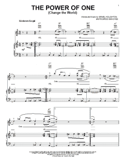 page one of The Power Of One (Change The World) (Piano, Vocal & Guitar Chords (Right-Hand Melody))