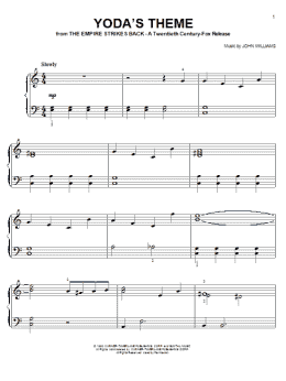 page one of Yoda's Theme (from Star Wars: The Empire Strikes Back) (Easy Piano)