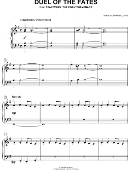 page one of Duel Of The Fates (from Star Wars: The Phantom Menace) (Easy Piano)