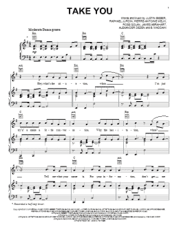 page one of Take You (Piano, Vocal & Guitar Chords (Right-Hand Melody))