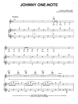 page one of Johnny One-Note (Piano, Vocal & Guitar Chords (Right-Hand Melody))