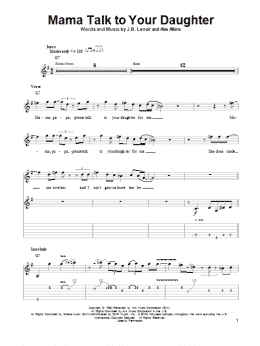 page one of Mama Talk To Your Daughter (Guitar Tab (Single Guitar))