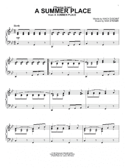page one of (Theme From) A Summer Place (Piano Solo)